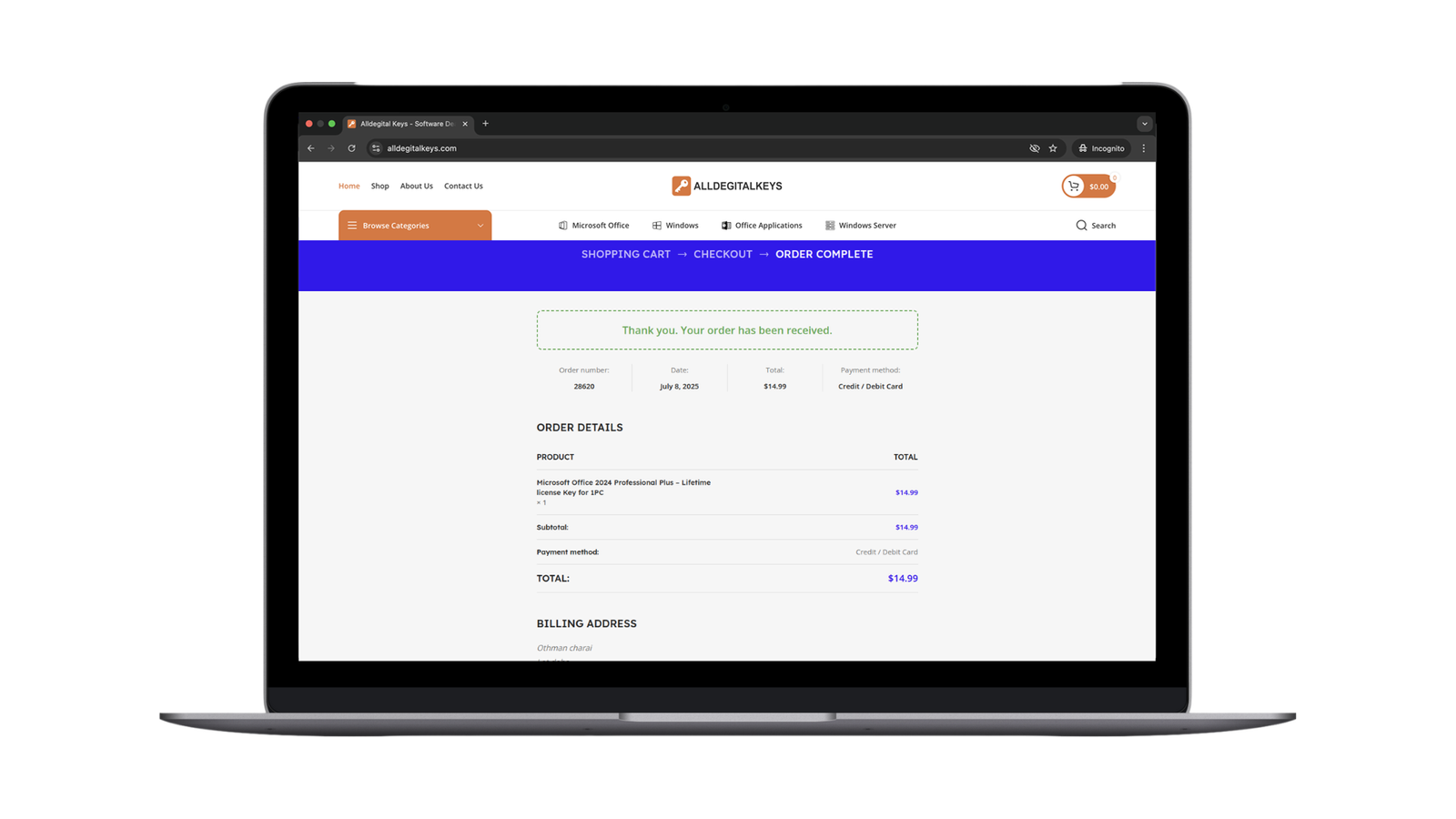 mlicenses thank you page